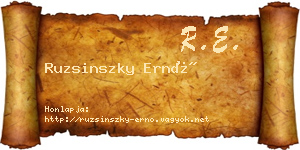 Ruzsinszky Ernő névjegykártya
